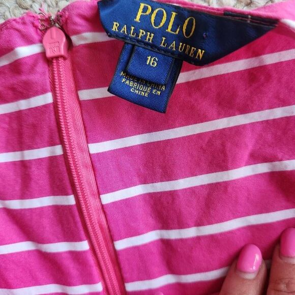 Polo Ralph Lauren Dress Girls 16 Fit and Flare Sundress Striped Cotton - Picture 3 of 5
